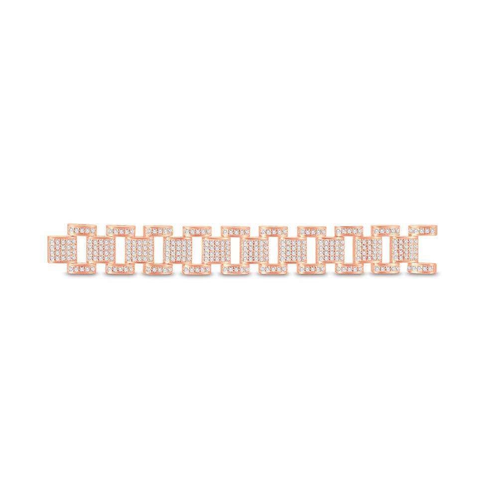Unveil Opulence: 10KT All Rose Gold 1.98 Carat Designer Link Men's Bracelet – A Statement of Style and Sophistication! - Picasso Gold & Diamond Jewelry