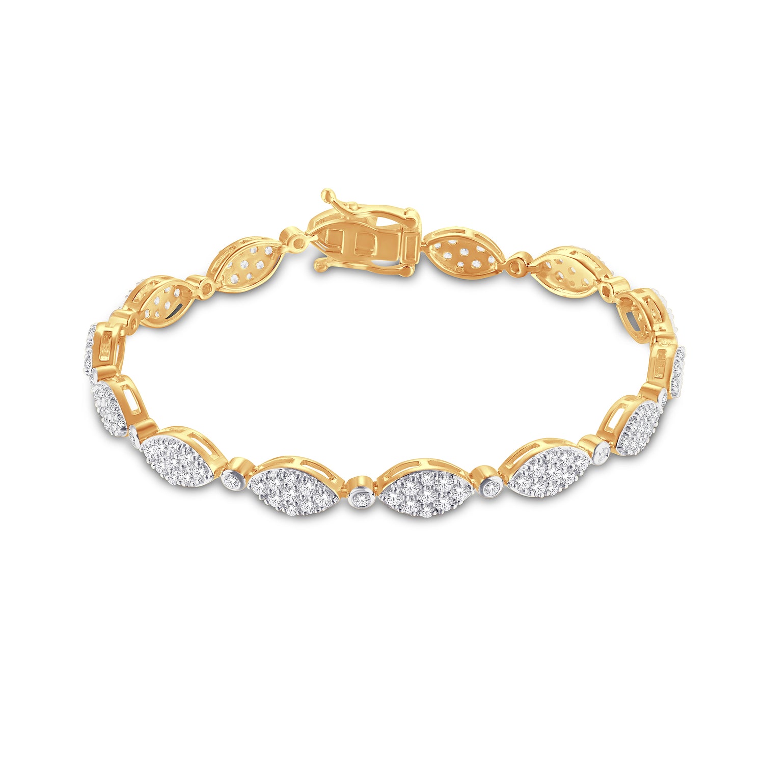 10 Karat Yellow Gold 3.00 Carat Diamonds Marquise Ladies Bracelet - Picasso Gold & Diamond Jewelry