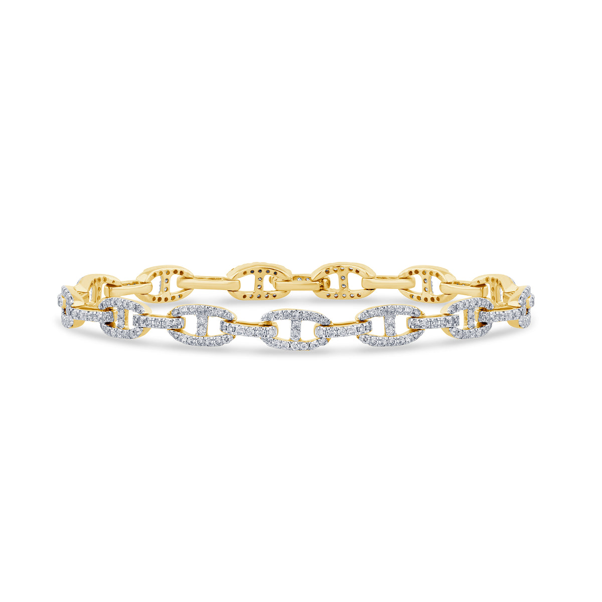 10 Karat Two-Tone Gold 2.33 Carat Diamonds Fancy Link Ladies Bracelet - Picasso Gold & Diamond Jewelry