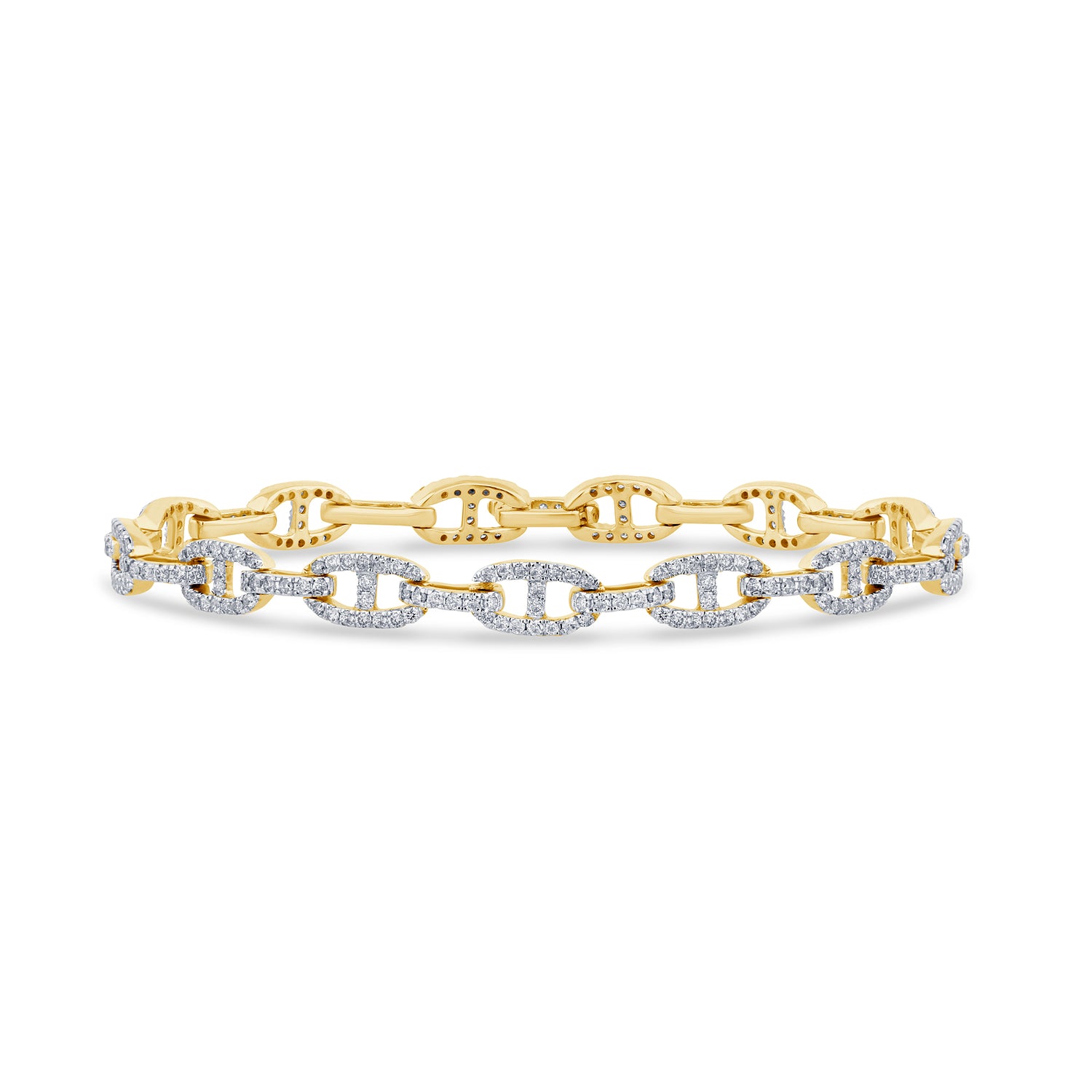 10 Karat Two-Tone Gold 2.33 Carat Diamonds Fancy Link Ladies Bracelet - Picasso Gold & Diamond Jewelry
