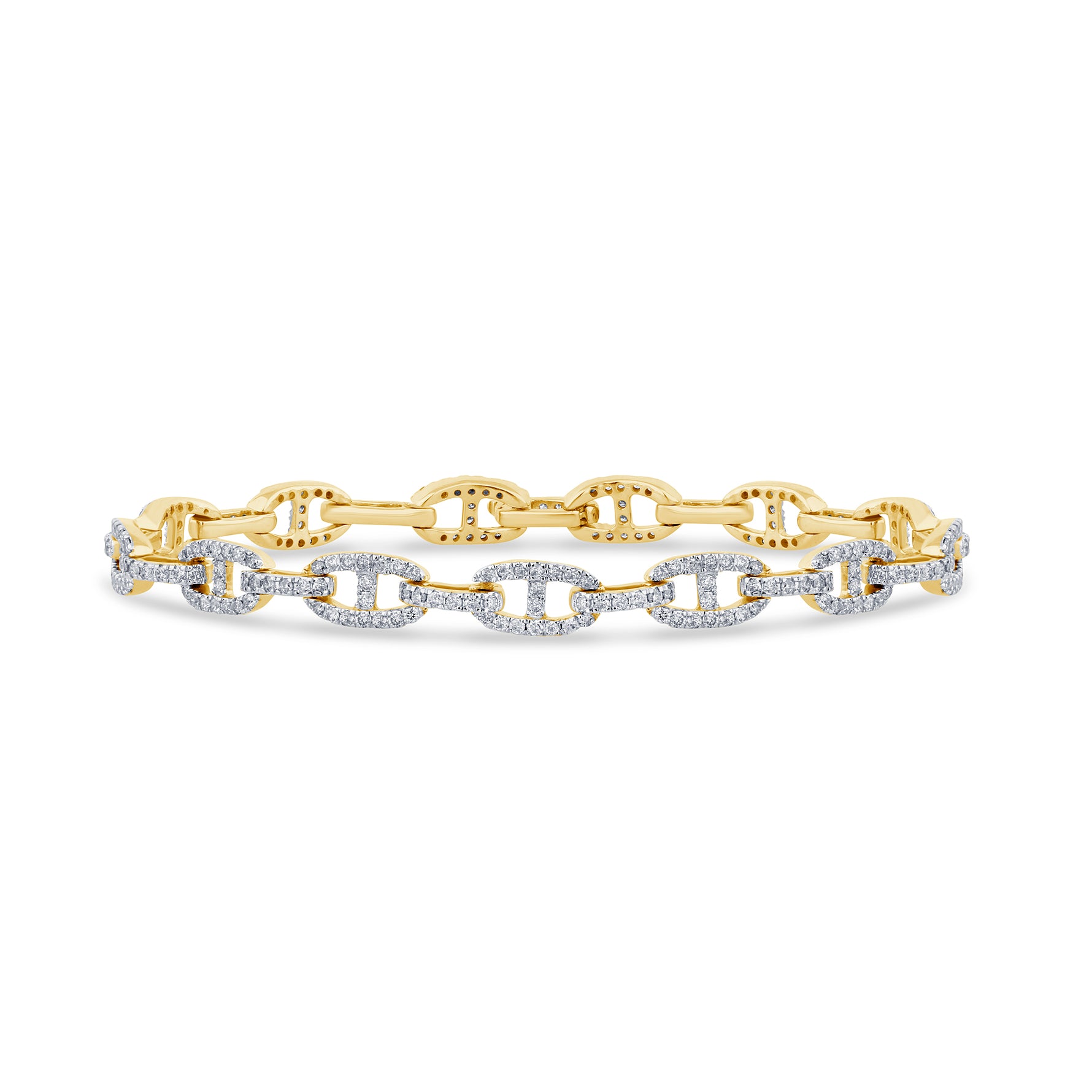 10 Karat Two-Tone Gold 2.33 Carat Diamonds Fancy Link Ladies Bracelet - Picasso Gold & Diamond Jewelry