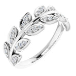 14K White 1/4 CTW Natural Diamond Leaf Ring - Picasso Gold & Diamond Jewelry