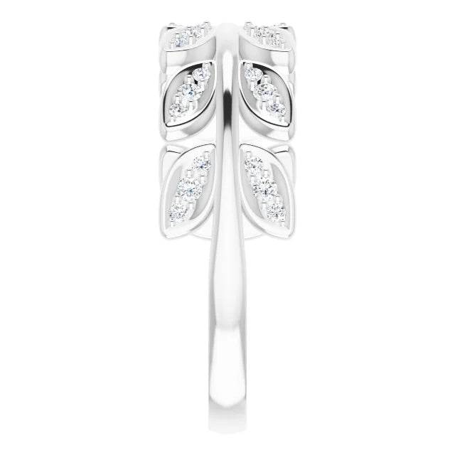 14K White 1/4 CTW Natural Diamond Leaf Ring - Picasso Gold & Diamond Jewelry