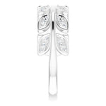14K White 1/4 CTW Natural Diamond Leaf Ring - Picasso Gold & Diamond Jewelry