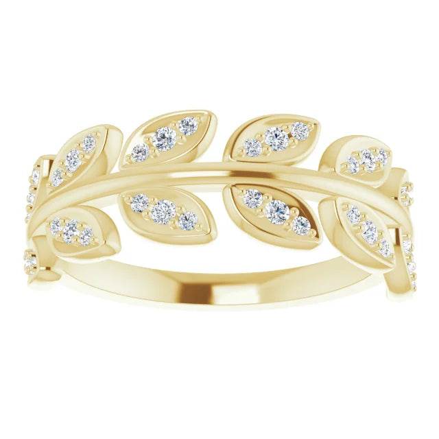 14K Yellow 1/4 CTW Natural Diamond Leaf Ring - Picasso Gold & Diamond Jewelry