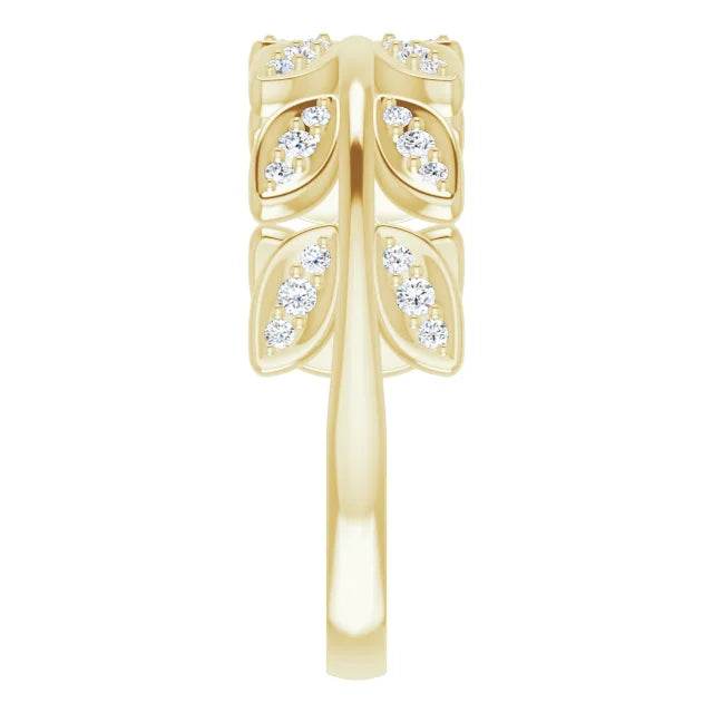 14K Yellow 1/4 CTW Natural Diamond Leaf Ring - Picasso Gold & Diamond Jewelry