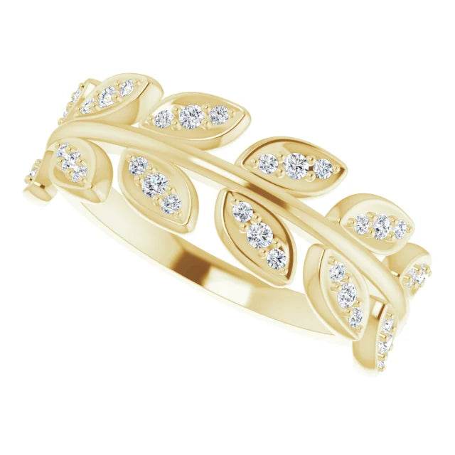 14K Yellow 1/4 CTW Natural Diamond Leaf Ring - Picasso Gold & Diamond Jewelry