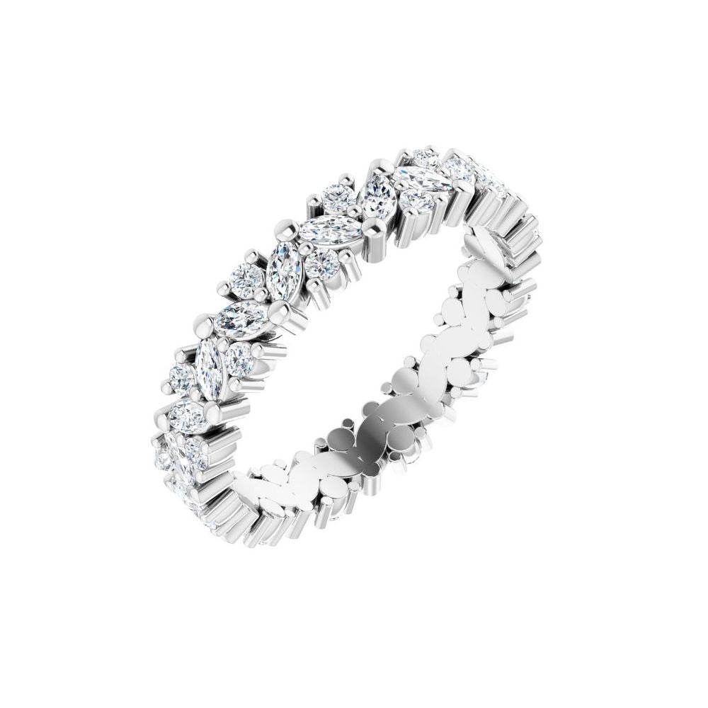 14K Gold Natural Diamond Cluster Eternity Band – 1 1/5 CTW, Marquise-Cut Diamonds - Picasso Gold & Diamond Jewelry
