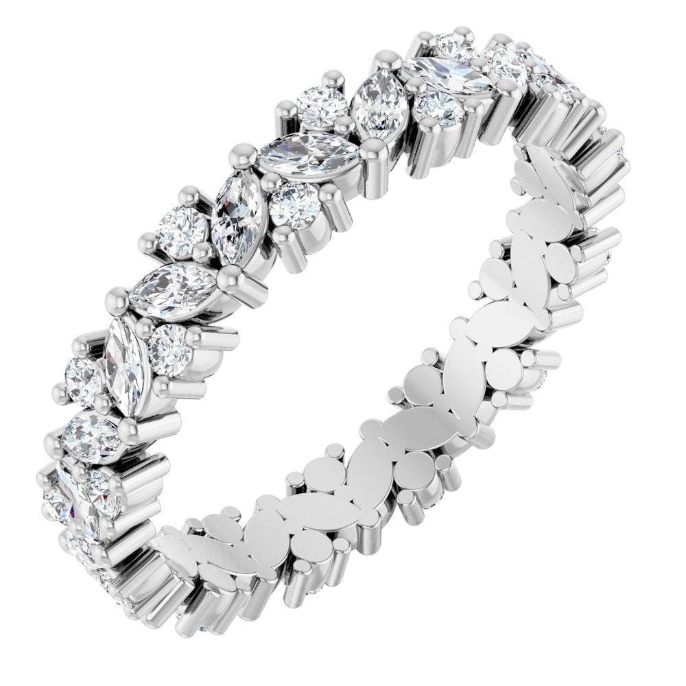 14K Gold Natural Diamond Cluster Eternity Band – 1 1/5 CTW, Marquise-Cut Diamonds - Picasso Gold & Diamond Jewelry
