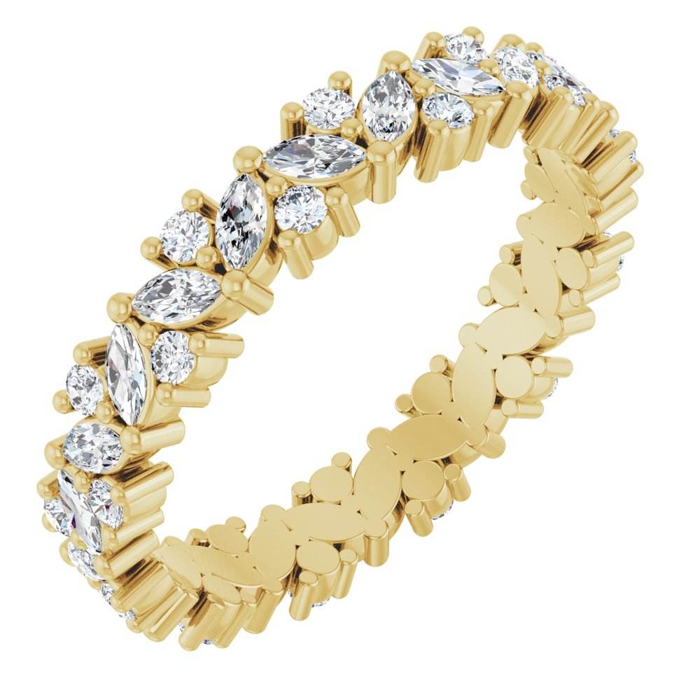 14K Gold Natural Diamond Cluster Eternity Band – 1 1/5 CTW, Marquise-Cut Diamonds - Picasso Gold & Diamond Jewelry