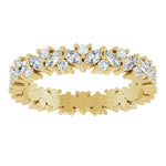 14K Gold Natural Diamond Cluster Eternity Band – 1 1/5 CTW, Marquise-Cut Diamonds - Picasso Gold & Diamond Jewelry