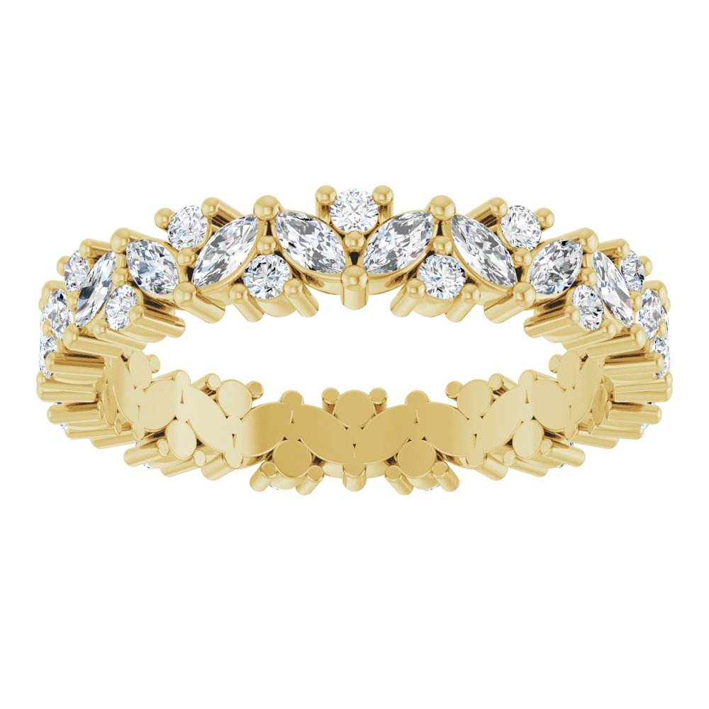 14K Gold Natural Diamond Cluster Eternity Band – 1 1/5 CTW, Marquise-Cut Diamonds - Picasso Gold & Diamond Jewelry