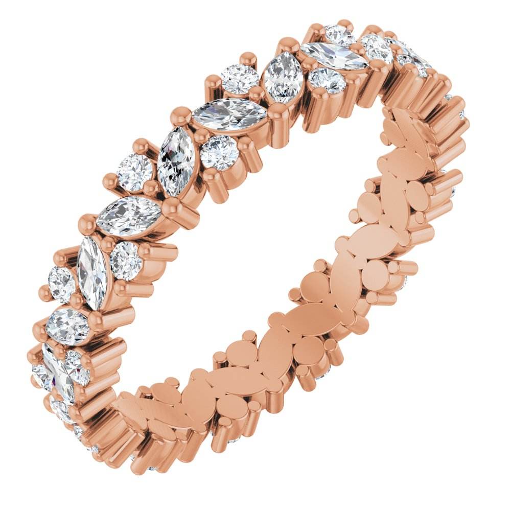 14K Gold Natural Diamond Cluster Eternity Band – 1 1/5 CTW, Marquise-Cut Diamonds - Picasso Gold & Diamond Jewelry