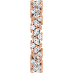 14K Gold Natural Diamond Cluster Eternity Band – 1 1/5 CTW, Marquise-Cut Diamonds - Picasso Gold & Diamond Jewelry