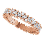 14K Gold Natural Diamond Cluster Eternity Band – 1 1/5 CTW, Marquise-Cut Diamonds - Picasso Gold & Diamond Jewelry