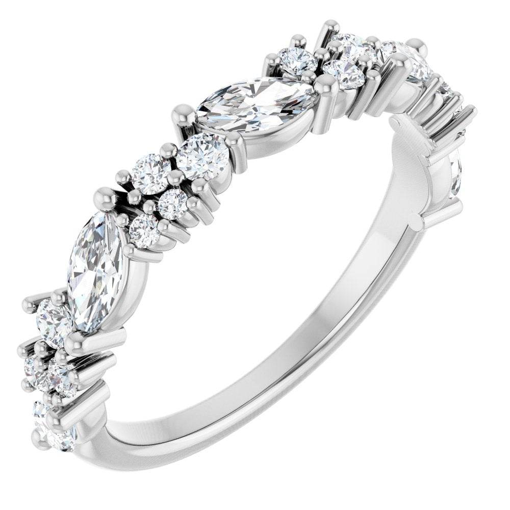14K Gold Diamond Anniversary Band – 1 CTW Lab-Grown or 7/8 CTW Natural Diamonds, Marquise-Cut - Picasso Gold & Diamond Jewelry