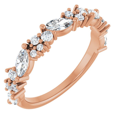 14K Gold Diamond Anniversary Band – 1 CTW Lab-Grown or 7/8 CTW Natural Diamonds, Marquise-Cut