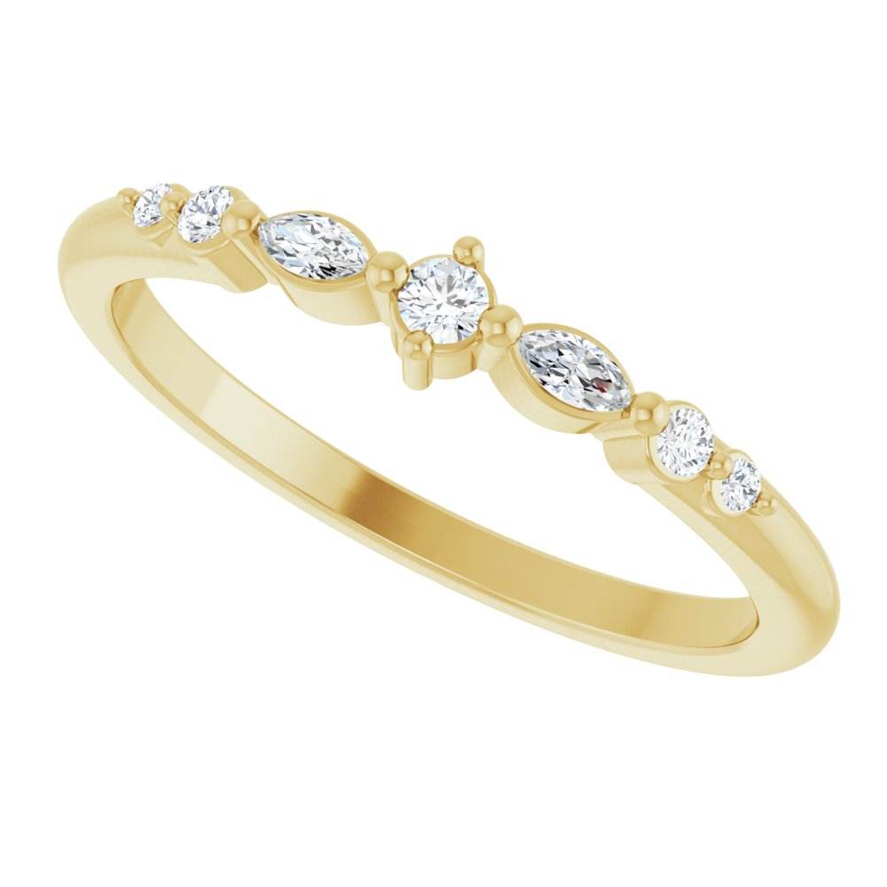 14K Yellow Gold 1/8 CTW Natural Diamond Stackable Ring | Round Cut - Picasso Gold & Diamond Jewelry