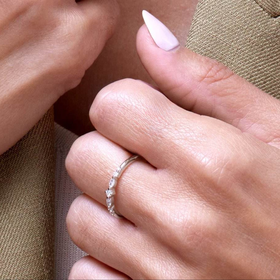 14K Yellow Gold 1/8 CTW Natural Diamond Stackable Ring | Round Cut - Picasso Gold & Diamond Jewelry