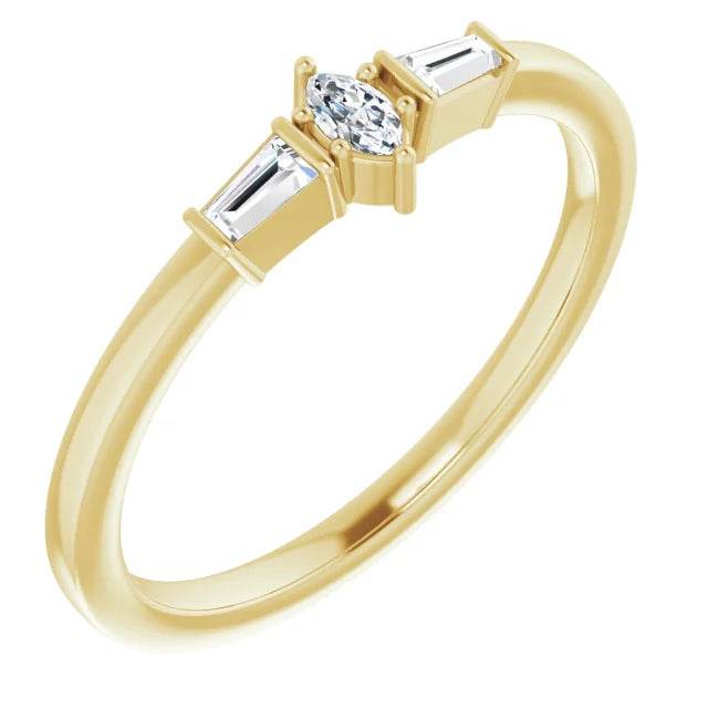 14K Yellow Gold 1/6 CTW Natural Diamond Semi-Set Stackable Ring - Elegant Brilliance for Effortless Stacking - Picasso Gold & Diamond Jewelry