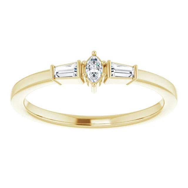 14K Yellow Gold 1/6 CTW Natural Diamond Semi-Set Stackable Ring - Elegant Brilliance for Effortless Stacking - Picasso Gold & Diamond Jewelry