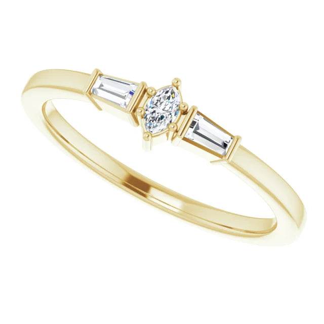 14K Yellow Gold 1/6 CTW Natural Diamond Semi-Set Stackable Ring - Elegant Brilliance for Effortless Stacking - Picasso Gold & Diamond Jewelry