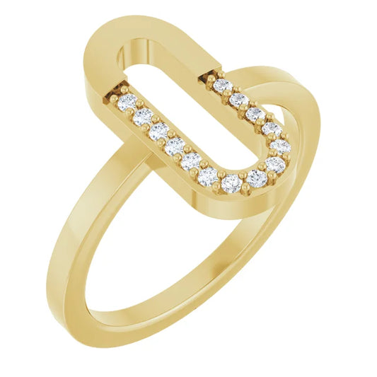 14K Yellow 1/10 CTW Natural Diamond Paperclip-Style Ring