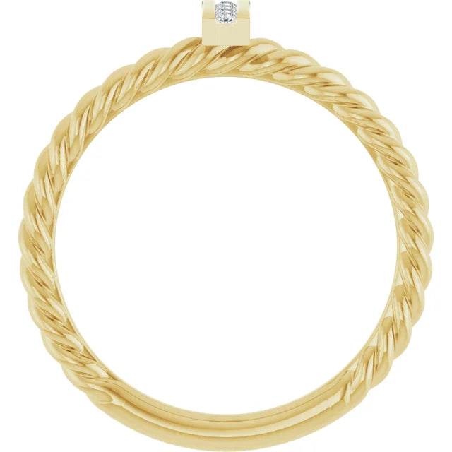 14K Yellow .03 CTW Natural Diamond Rope Ring - Picasso Gold & Diamond Jewelry