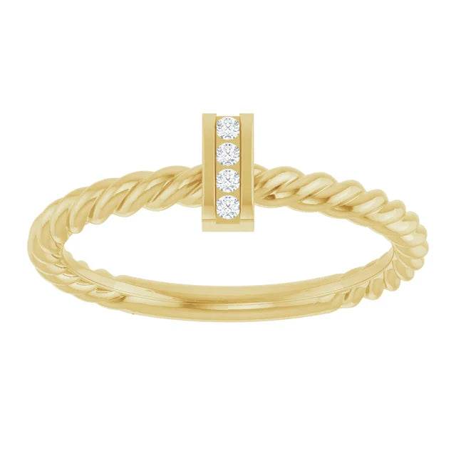14K Yellow .03 CTW Natural Diamond Rope Ring - Picasso Gold & Diamond Jewelry