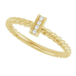 14K Yellow .03 CTW Natural Diamond Rope Ring - Picasso Gold & Diamond Jewelry