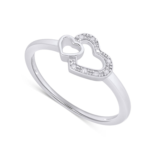 925 SS 0.03CT D-LADIES RING "HEART"