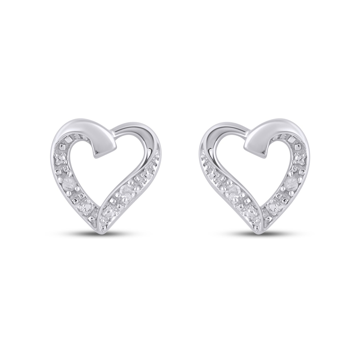 925 SS 0.02CT D- EARRINGS "HEART" - Picasso Gold & Diamond Jewelry