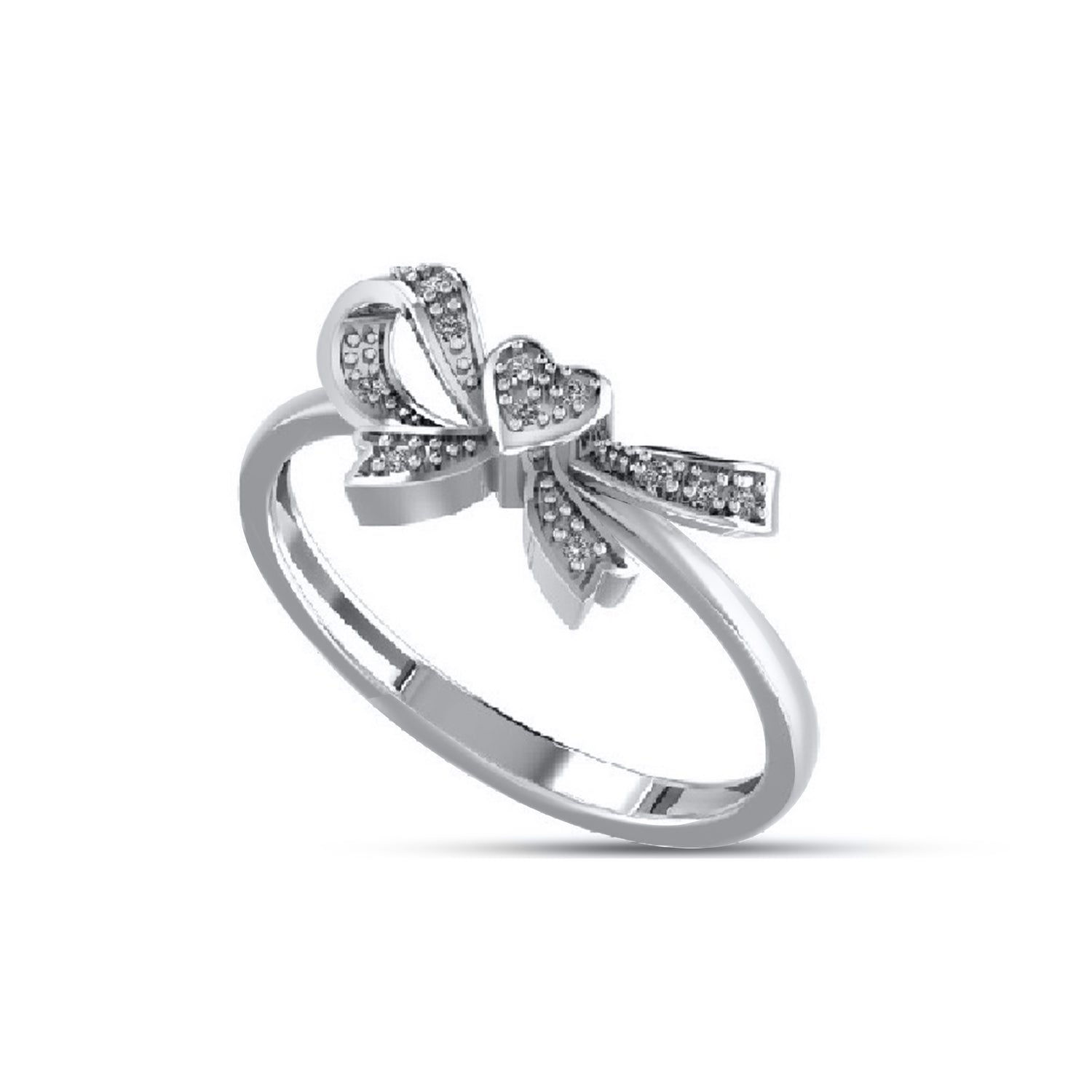 925 SS 0.05CT D-  LADIES RING "HEART WITH BOW" - Picasso Gold & Diamond Jewelry