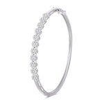 14 Karat White Gold 1.00 Carat Diamonds Flower Prong Bangle - Picasso Gold & Diamond Jewelry
