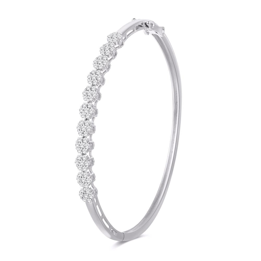 14 Karat White Gold 1.00 Carat Diamonds Flower Prong Bangle - Picasso Gold & Diamond Jewelry