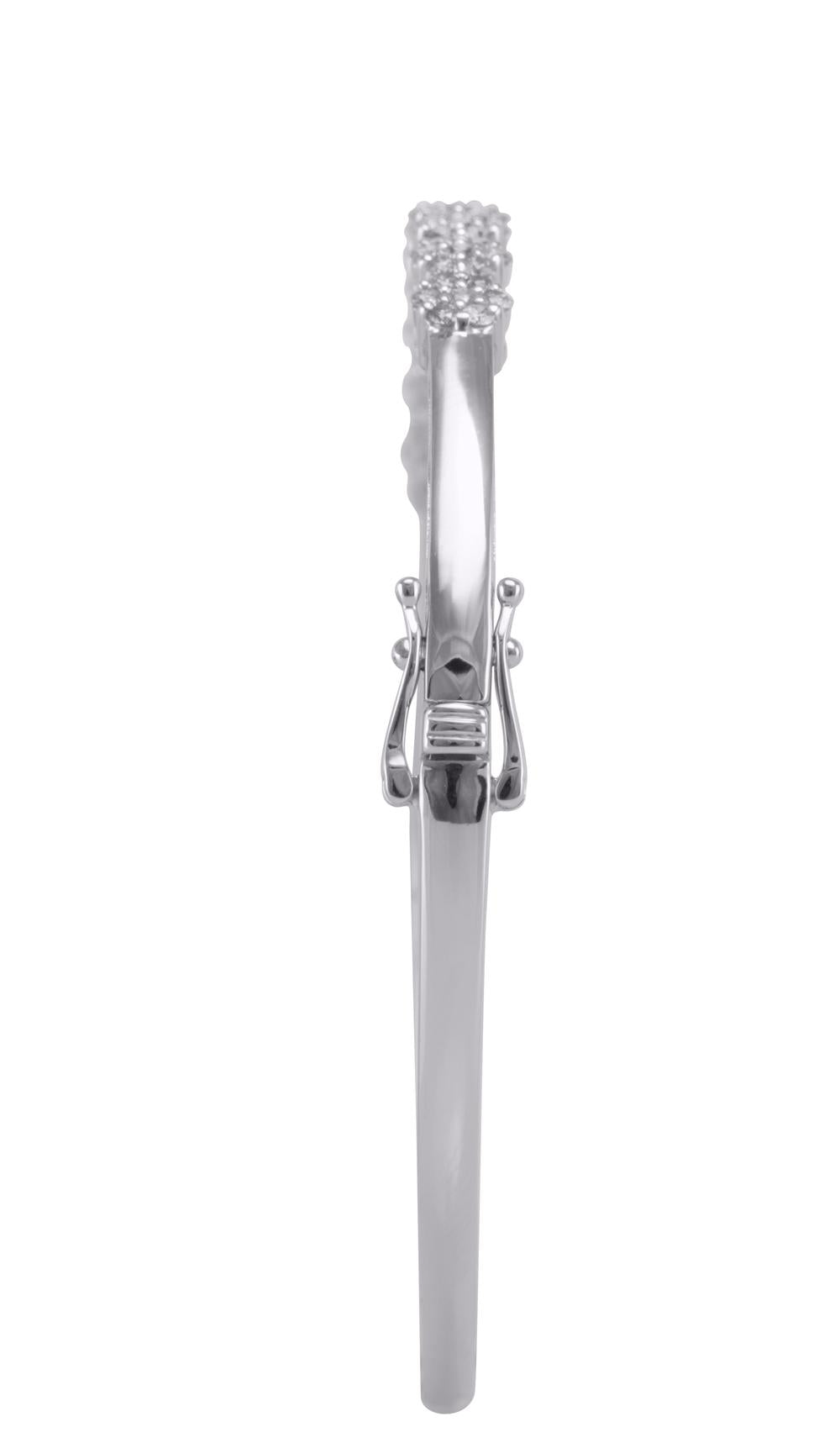 14 Karat White Gold 1.00 Carat Diamonds Flower Prong Bangle - Picasso Gold & Diamond Jewelry