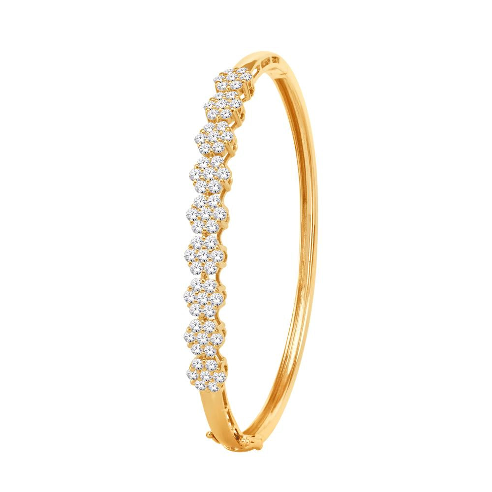 14 Karat All Yellow Gold 2.00 Carat Diamonds Flower Prong Bangle-1325047-ALY - Picasso Gold & Diamond Jewelry