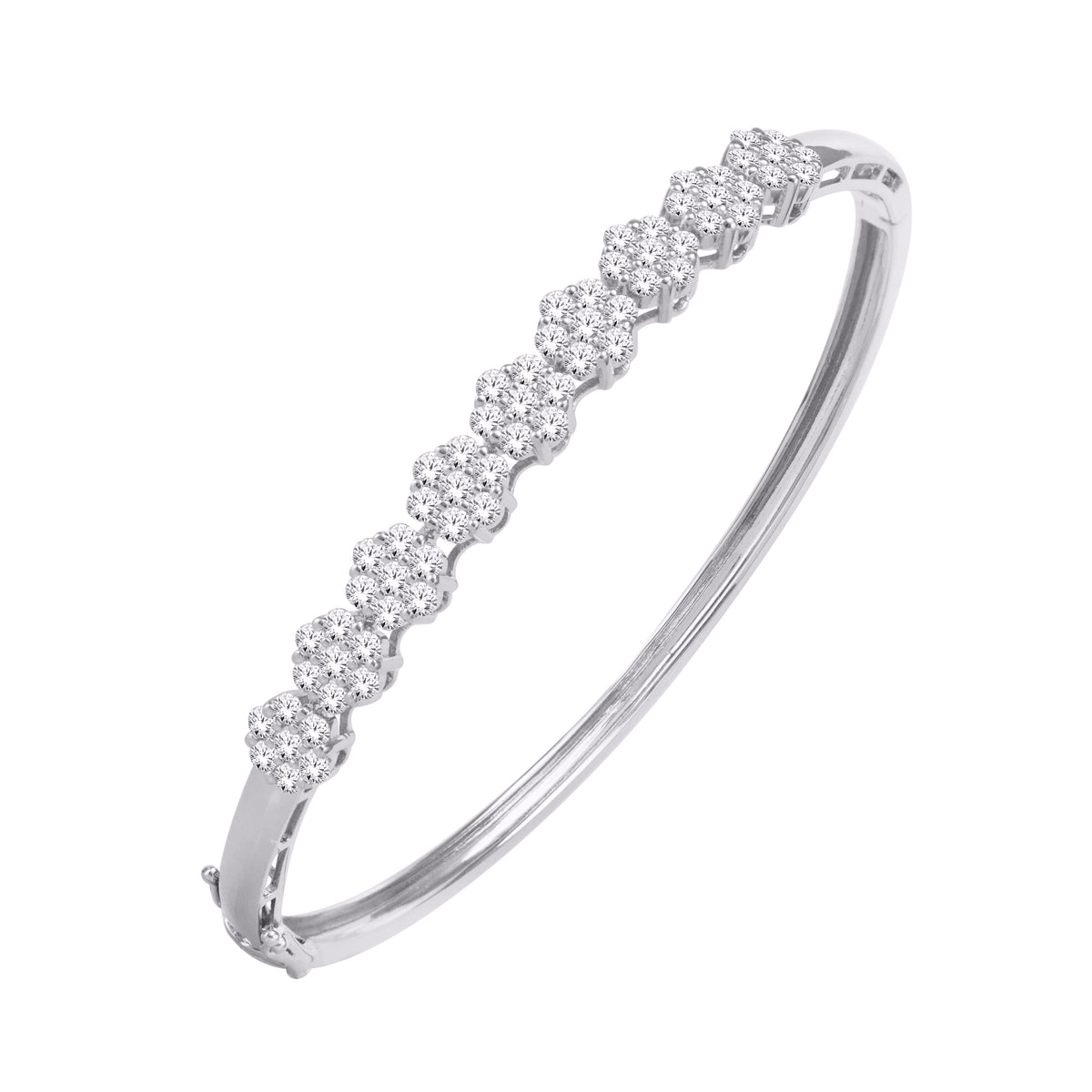 10 Karat White Gold 1.86 Carat Diamonds Prong Flower Bangle-1325838-WG - Picasso Gold & Diamond Jewelry