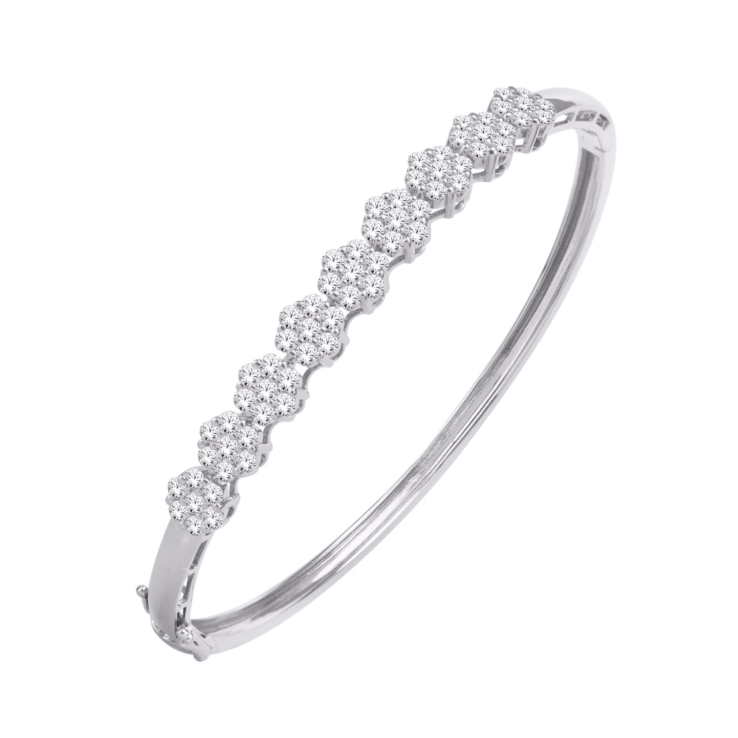 10 Karat White Gold 1.86 Carat Diamonds Prong Flower Bangle-1325838-WG - Picasso Gold & Diamond Jewelry