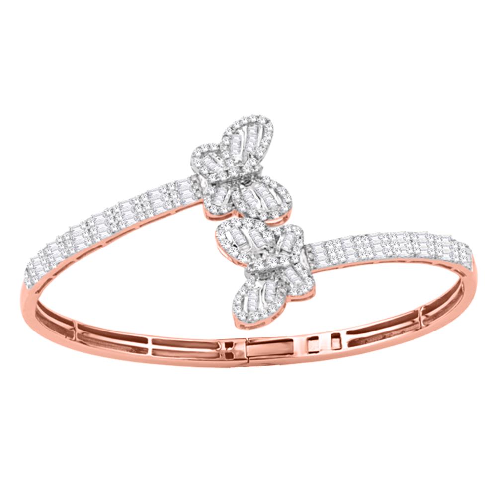 14 Karat Rose Gold 1.48 Carat Diamonds Butterfly Bypass Bangle - Picasso Gold & Diamond Jewelry