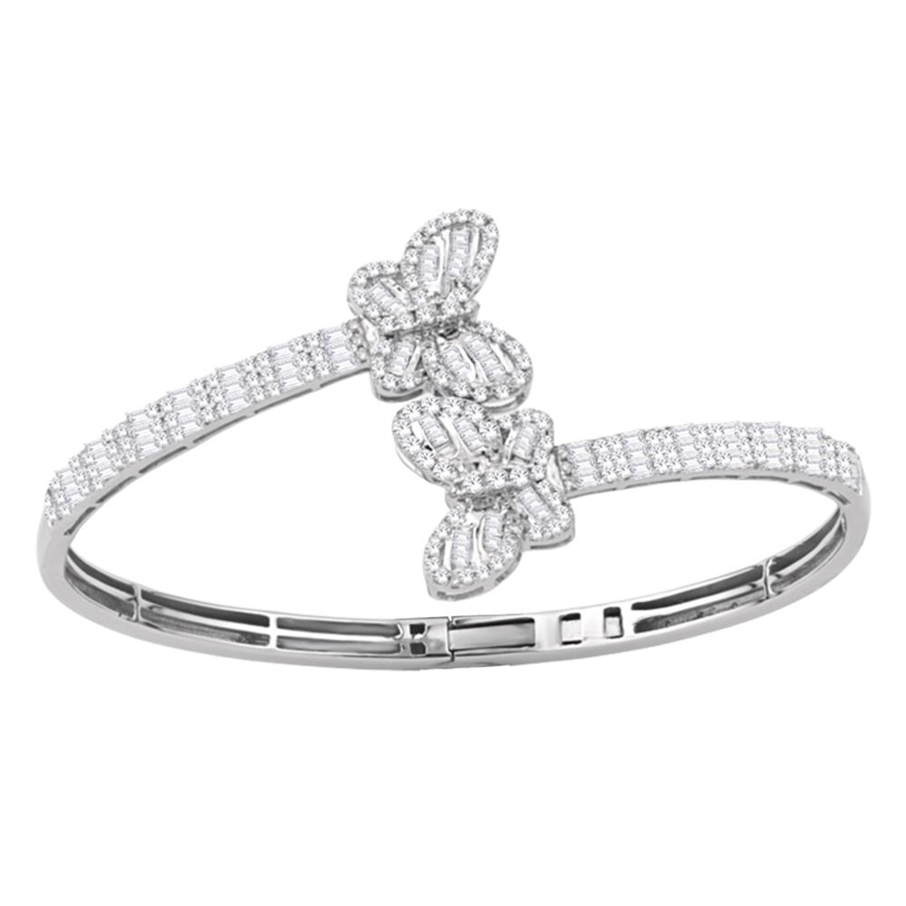 14 Karat White Gold 1.48 Carat Diamonds Butterfly Bypass Bangle - Picasso Gold & Diamond Jewelry