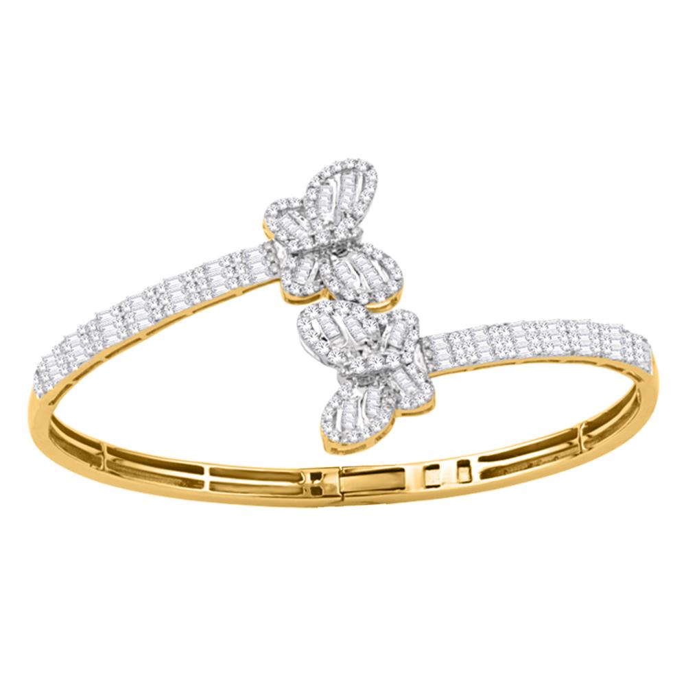 14 Karat Yellow Gold 1.48 Carat Diamonds Butterfly Bypass Bangle-1332172-YG - Picasso Gold & Diamond Jewelry
