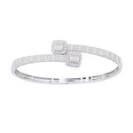 10 Karat White Gold 2.50 Carat Diamonds (7.5 Inch) Cushion Bypass Bangle-1332201-WG - Picasso Gold & Diamond Jewelry