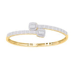 14 Karat Yellow Gold 2.50 Carat Diamonds (7.5 Inch) Cushion Bypass Bangle-1332204-YG - Picasso Gold & Diamond Jewelry