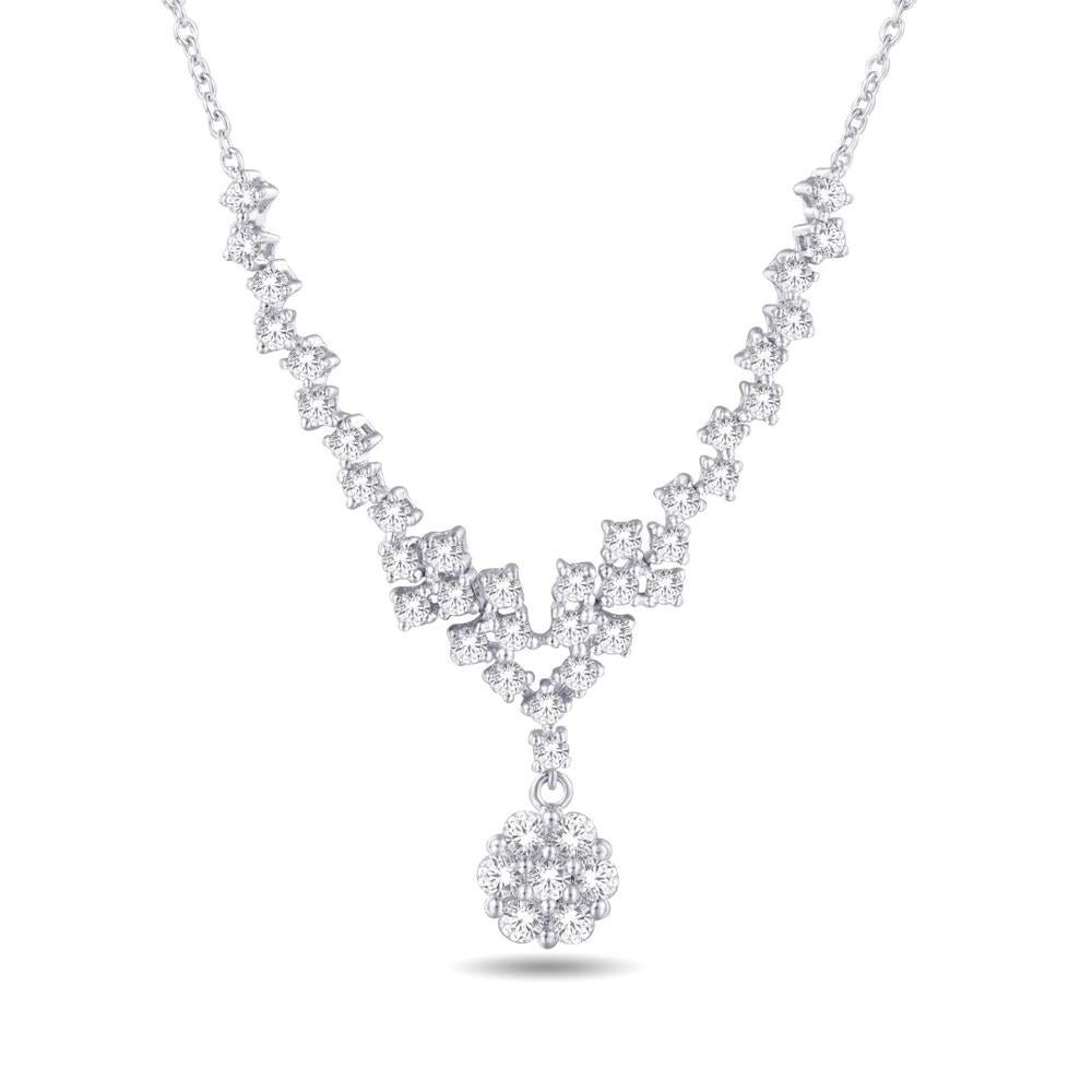 10 Karat White Gold 1.00 Carat Diamonds Flower Endless Necklace - Picasso Gold & Diamond Jewelry
