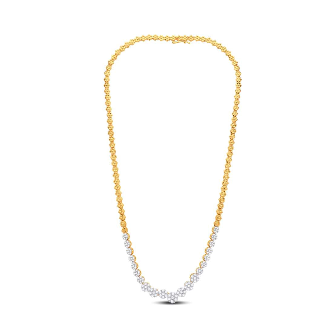 10 Karat Yellow Gold 2.80 Carat Diamonds Flower Necklace - Picasso Gold & Diamond Jewelry