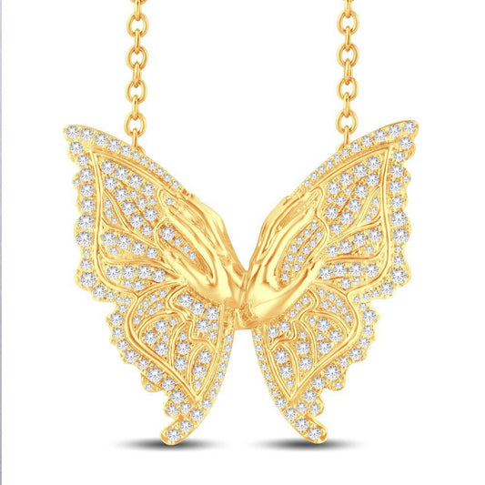 Golden Flutter: Embrace Grace with our 10KT All Yellow Gold 1.87 Carat Butterfly Necklace (18 Inch) – A Radiant Symbol of Beauty and Elegance! - Picasso Gold & Diamond Jewelry