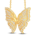 10 Karat All Yellow Gold 1.87 Carat Diamonds Butterfly Necklace (18 INCH) - Picasso Gold & Diamond Jewelry