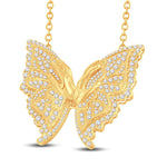 10 Karat All Yellow Gold 1.87 Carat Diamonds Butterfly Necklace (18 INCH) - Picasso Gold & Diamond Jewelry