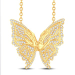 10 Karat All Yellow Gold 1.87 Carat Diamonds Butterfly Necklace (18 INCH) - Picasso Gold & Diamond Jewelry